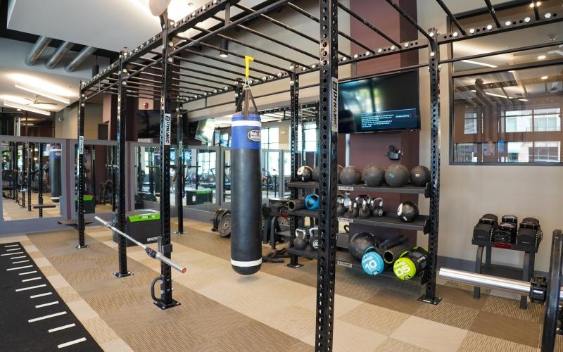 a gym with exercise equipment
