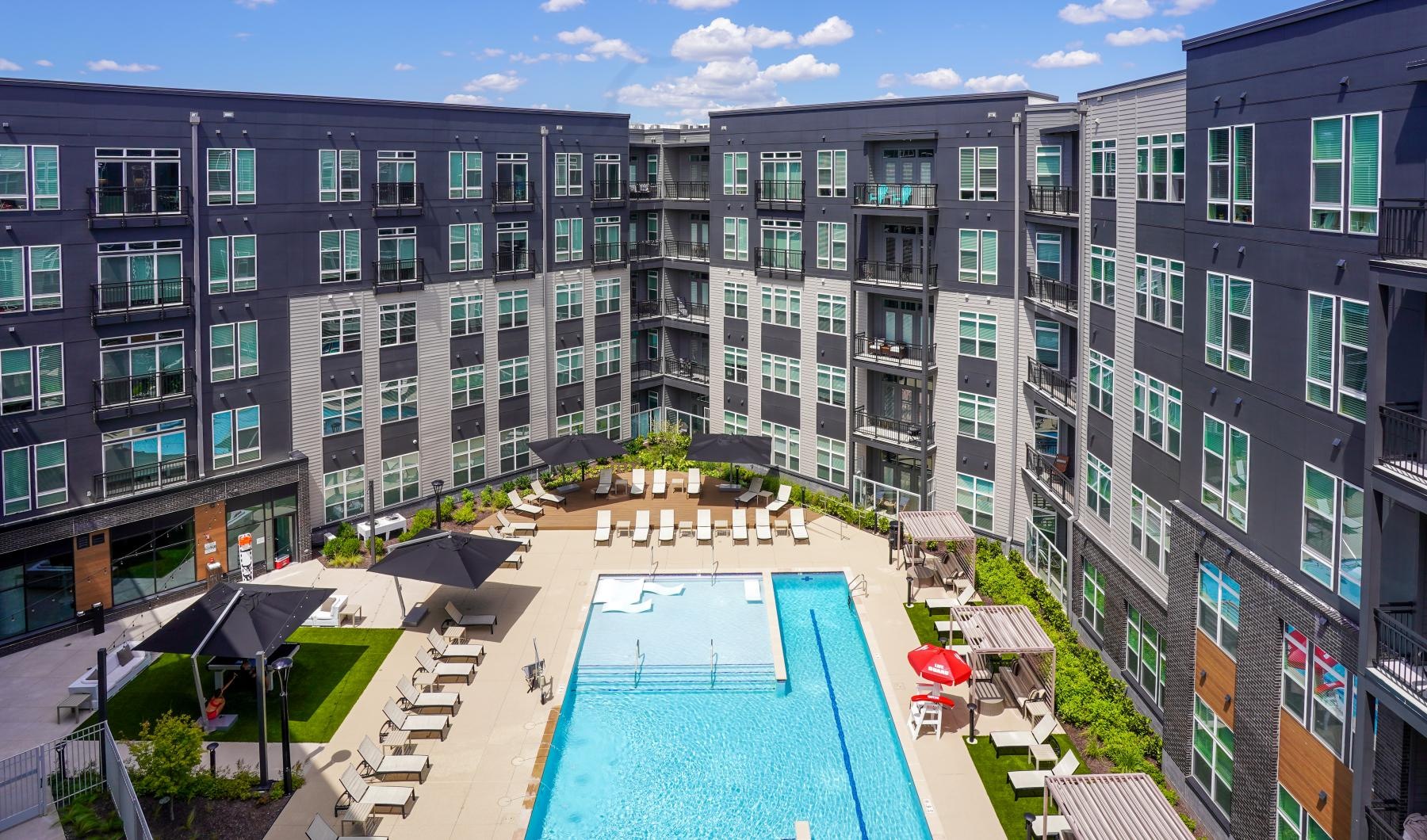 a pool in a large building