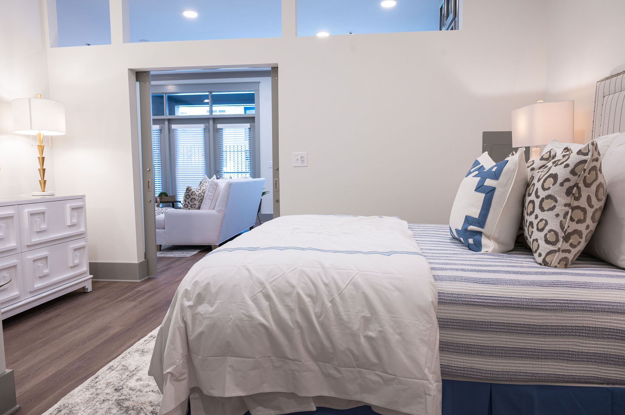 The Preserve at Westfields apartments bedroom with hardwood flooring.